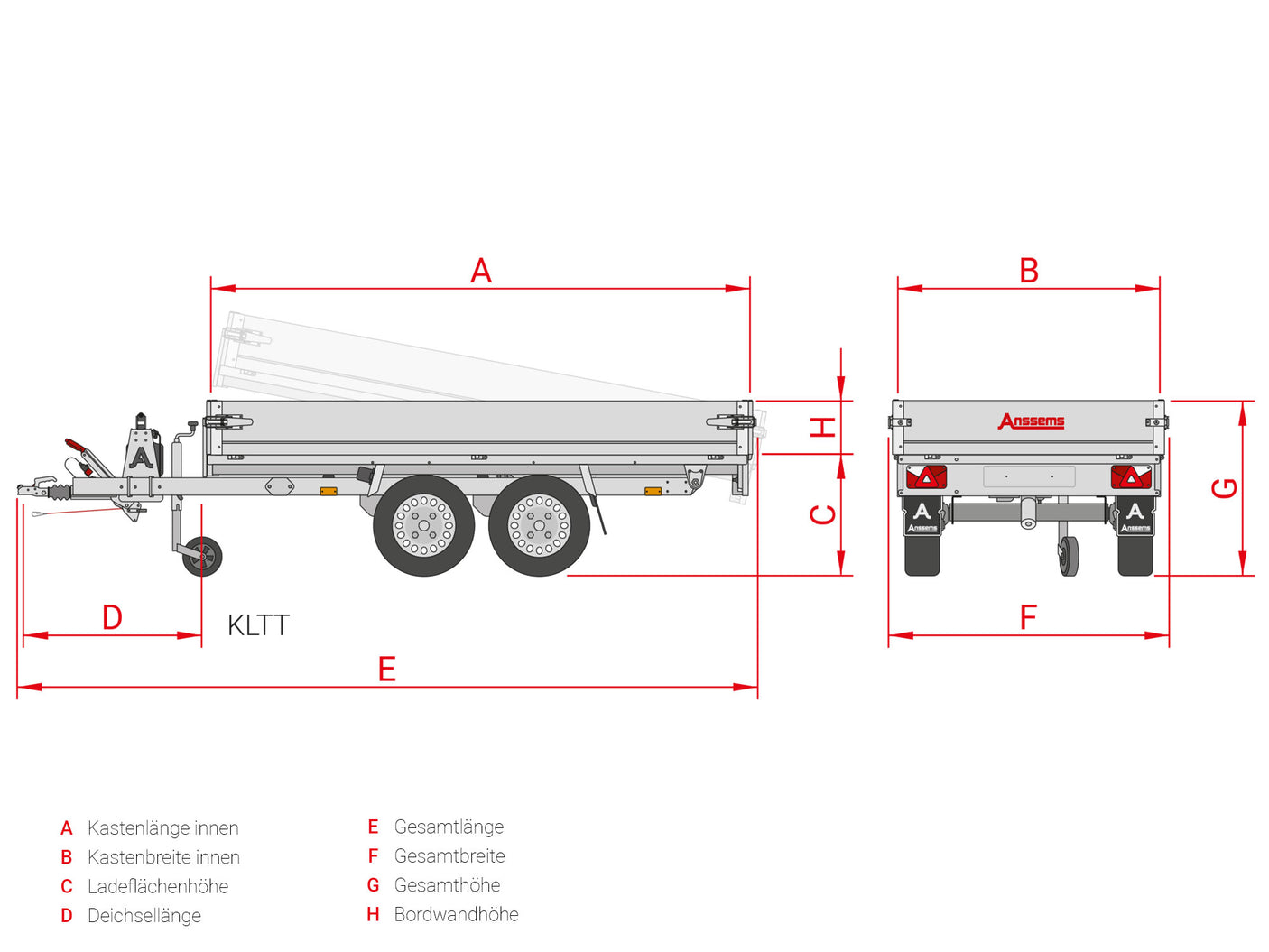 Anssems KLTT 2000.305x150 — 2 Achsen, gebremst, kippbar