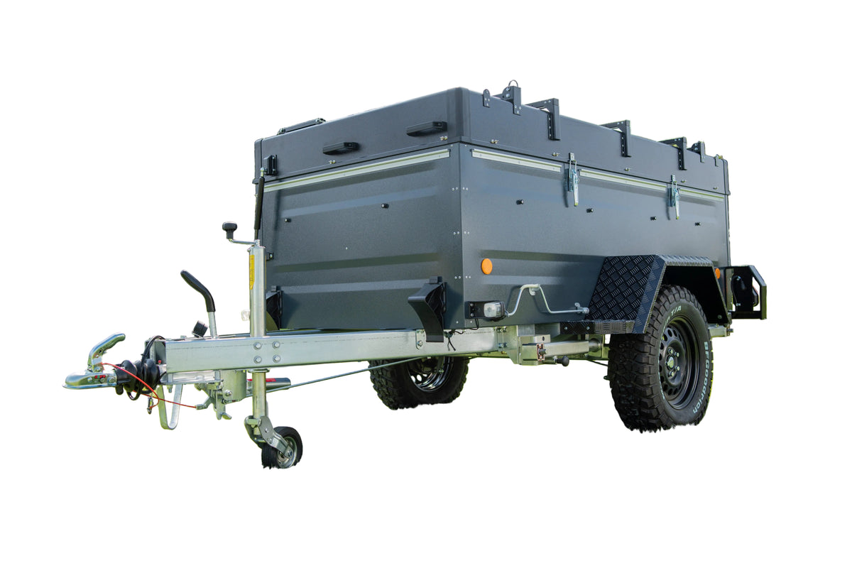 TPV Kofferanhänger KT-EB3 Offroad-Camper 2.0 pulverbeschichtet 244x124 cm — 1 Achse, gebremst