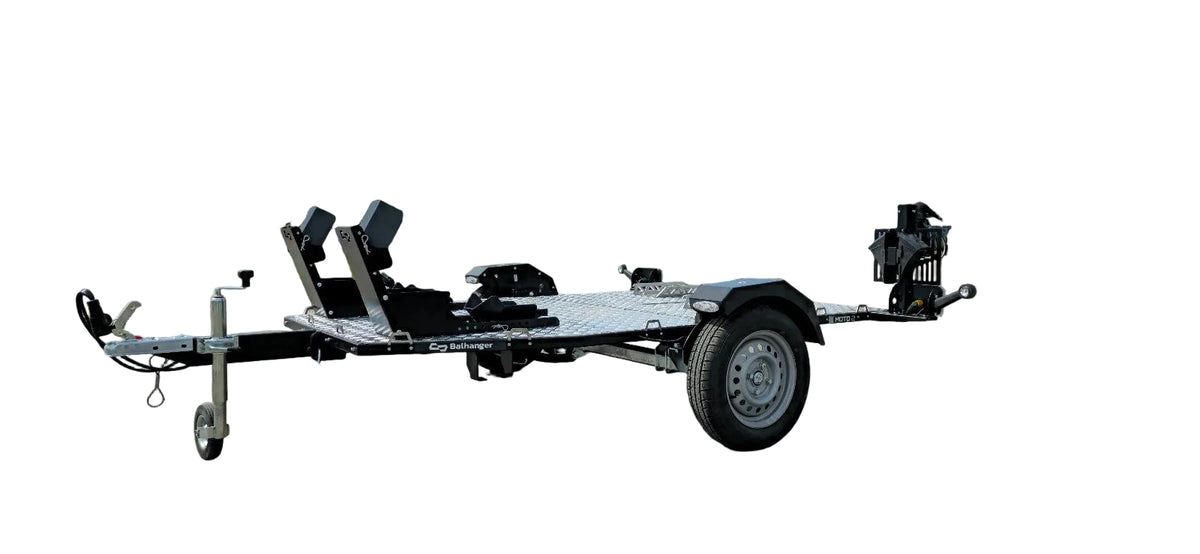 Balhanger Moto-2 Motorradanhänger 750 kg — 1 Achse, ungebremst, hydraulisch absenkbar