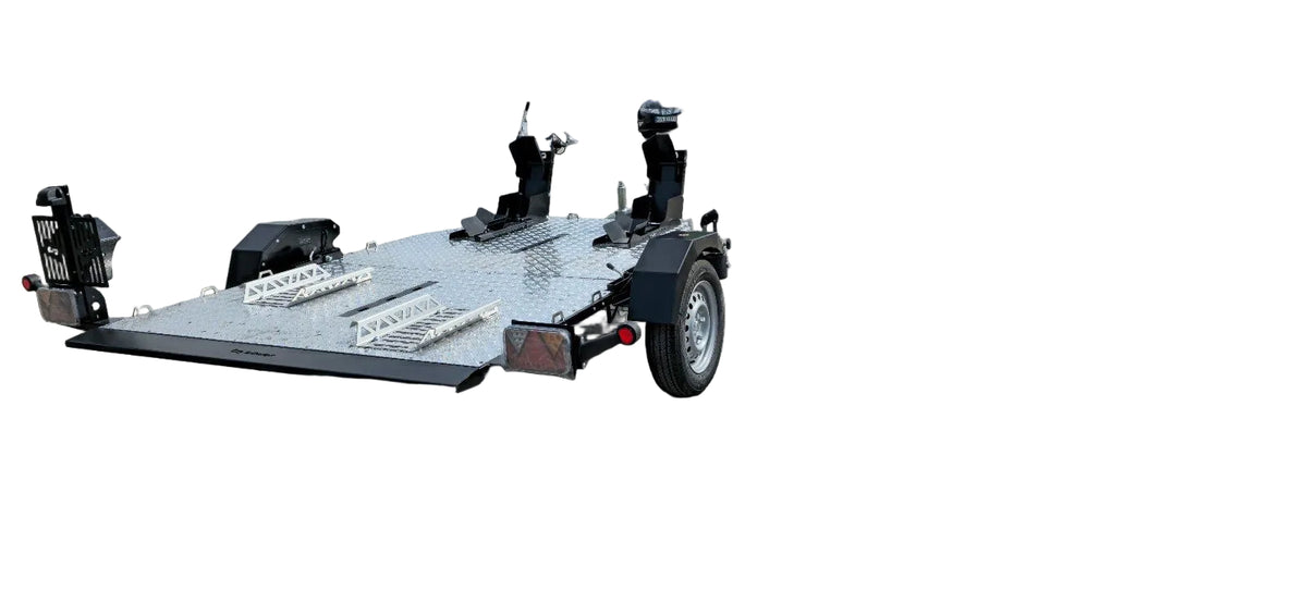 Balhanger Moto-2 Motorradanhänger 750 kg — 1 Achse, ungebremst, hydraulisch absenkbar