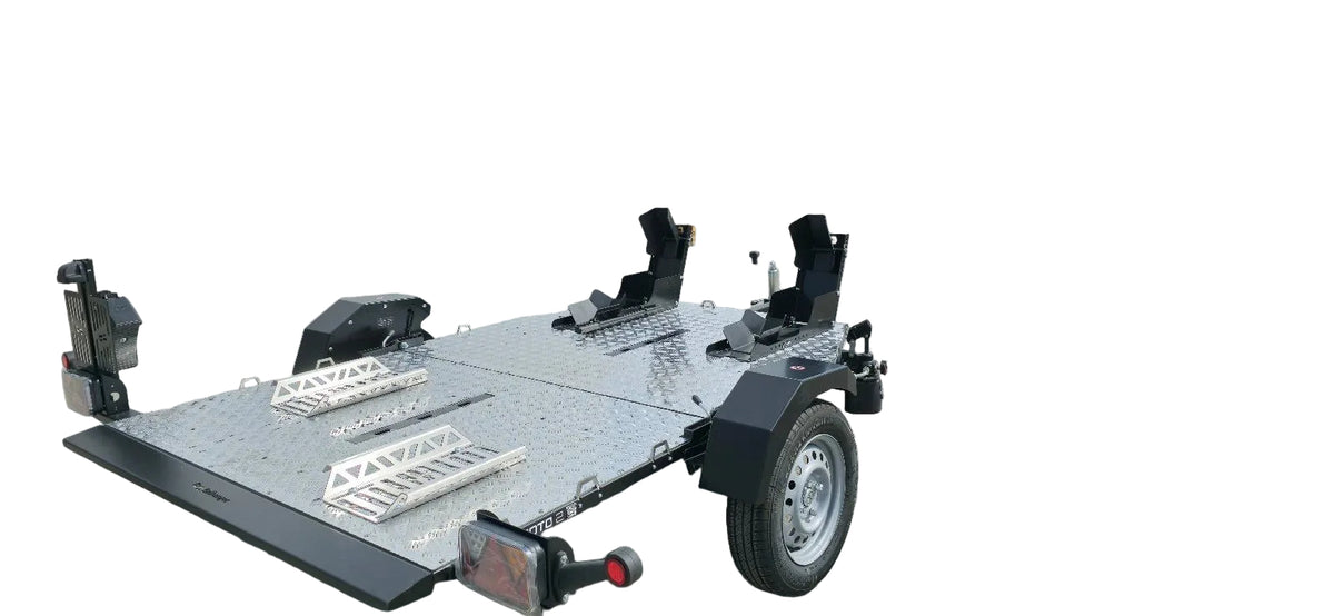 Balhanger Moto-2 Motorradanhänger 750 kg — 1 Achse, ungebremst, hydraulisch absenkbar