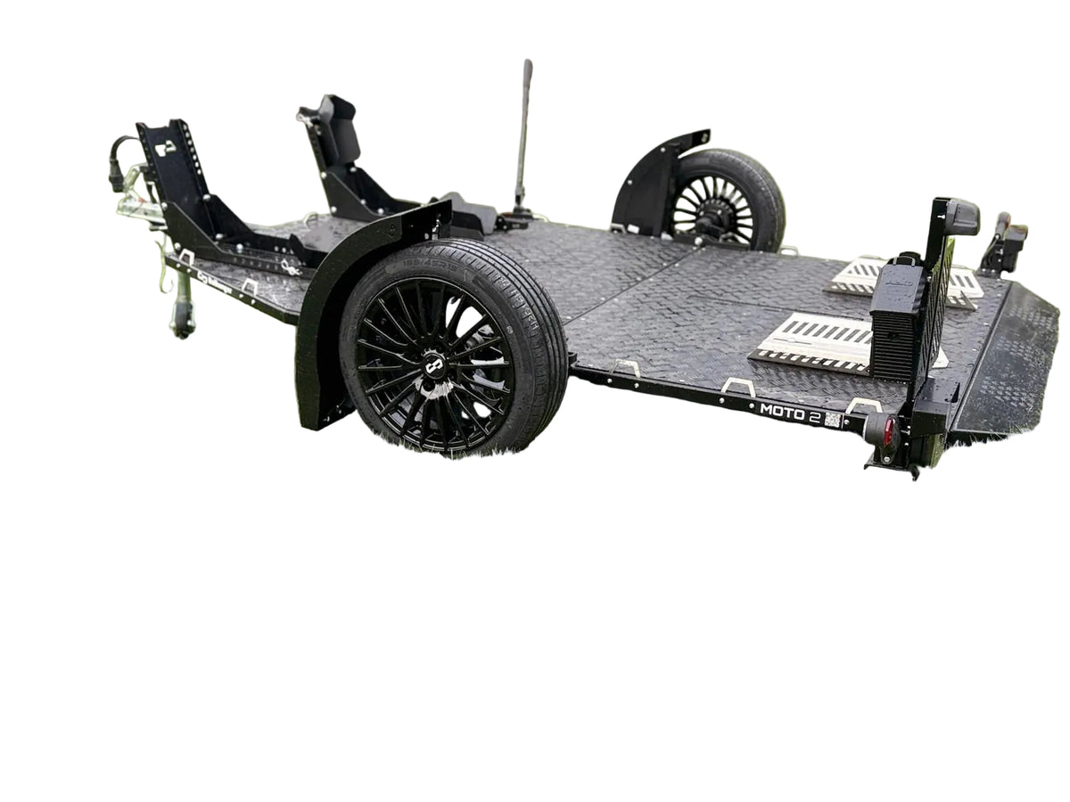 Balhanger Moto-2 Black Edition Motorradanhänger 750 kg — 1 Achse, ungebremst, hydraulisch absenkbar