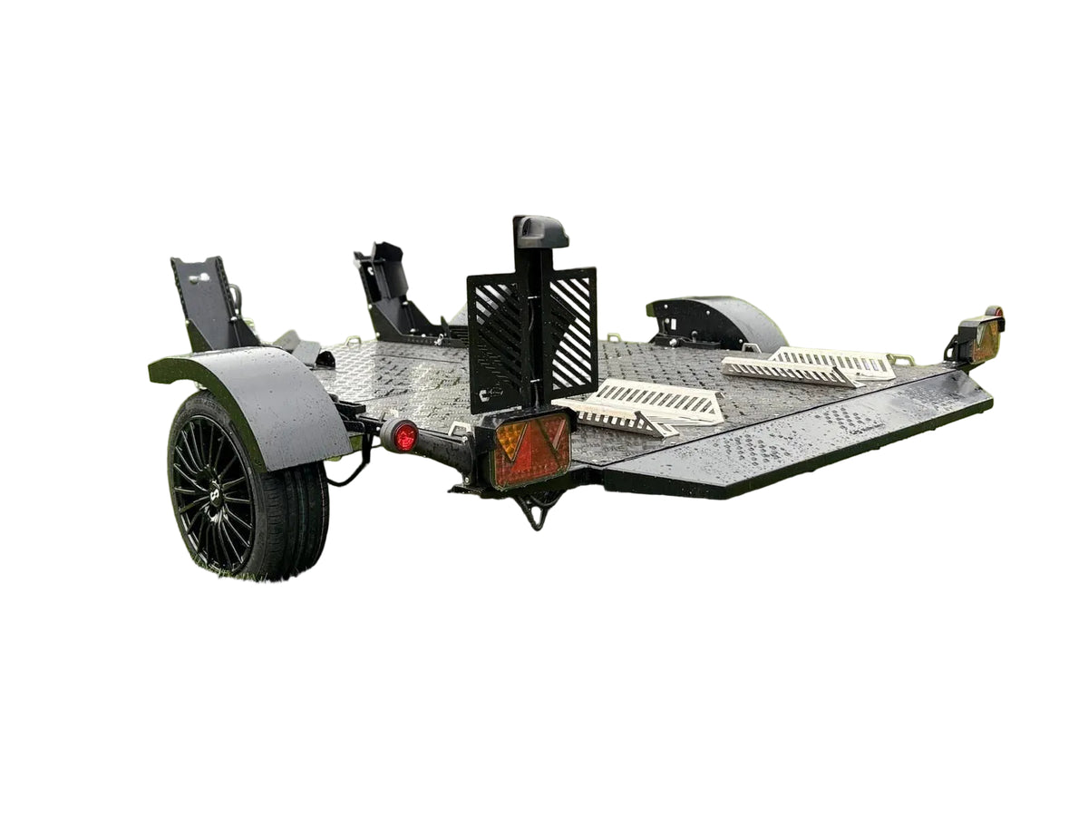Balhanger Moto-2 Black Edition Motorradanhänger 750 kg — 1 Achse, ungebremst, hydraulisch absenkbar