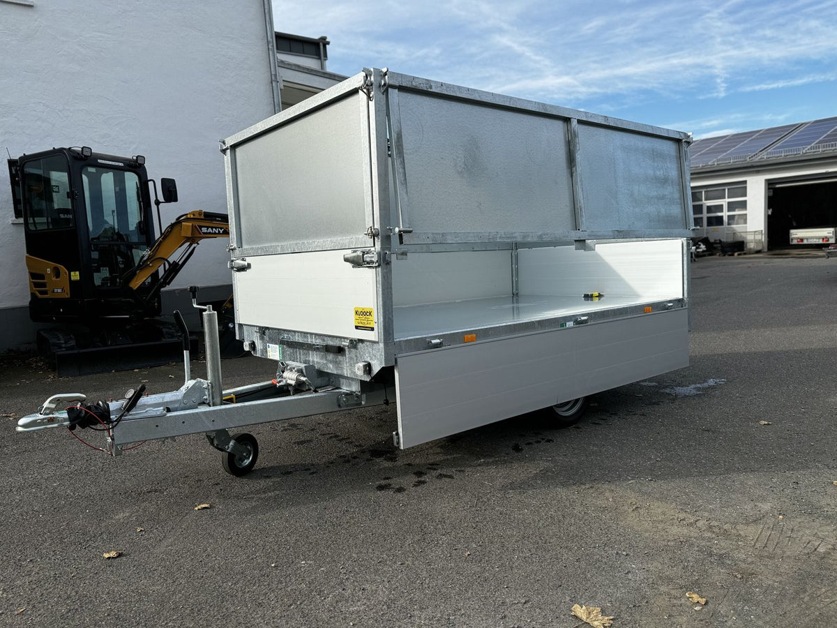 Eduard Heckkipper 256x150 cm — 1 Achse, gebremst, 1500 kg · E-Pumpe, inkl. Aufsatz 70 cm