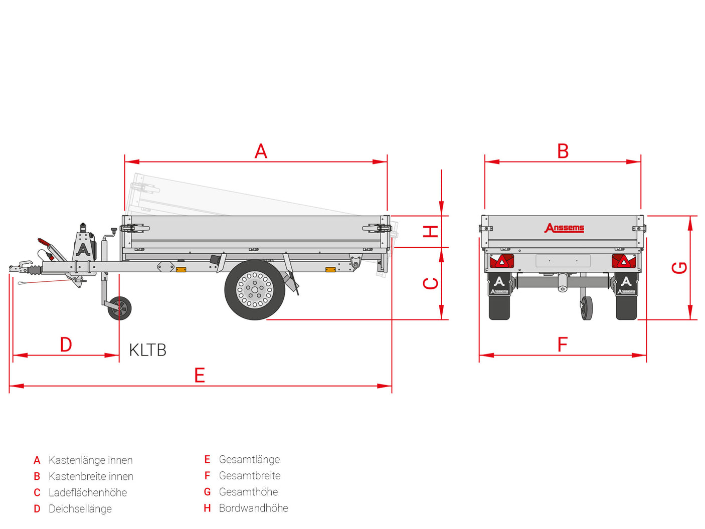 Anssems KLTB 1350.251x150 — 1 Achse, gebremst, kippbar