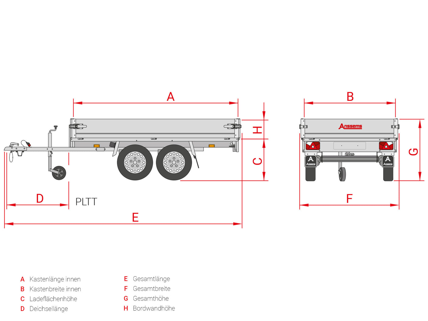 Anssems PLTT 750.305x150 — 2 Achsen, ungebremst