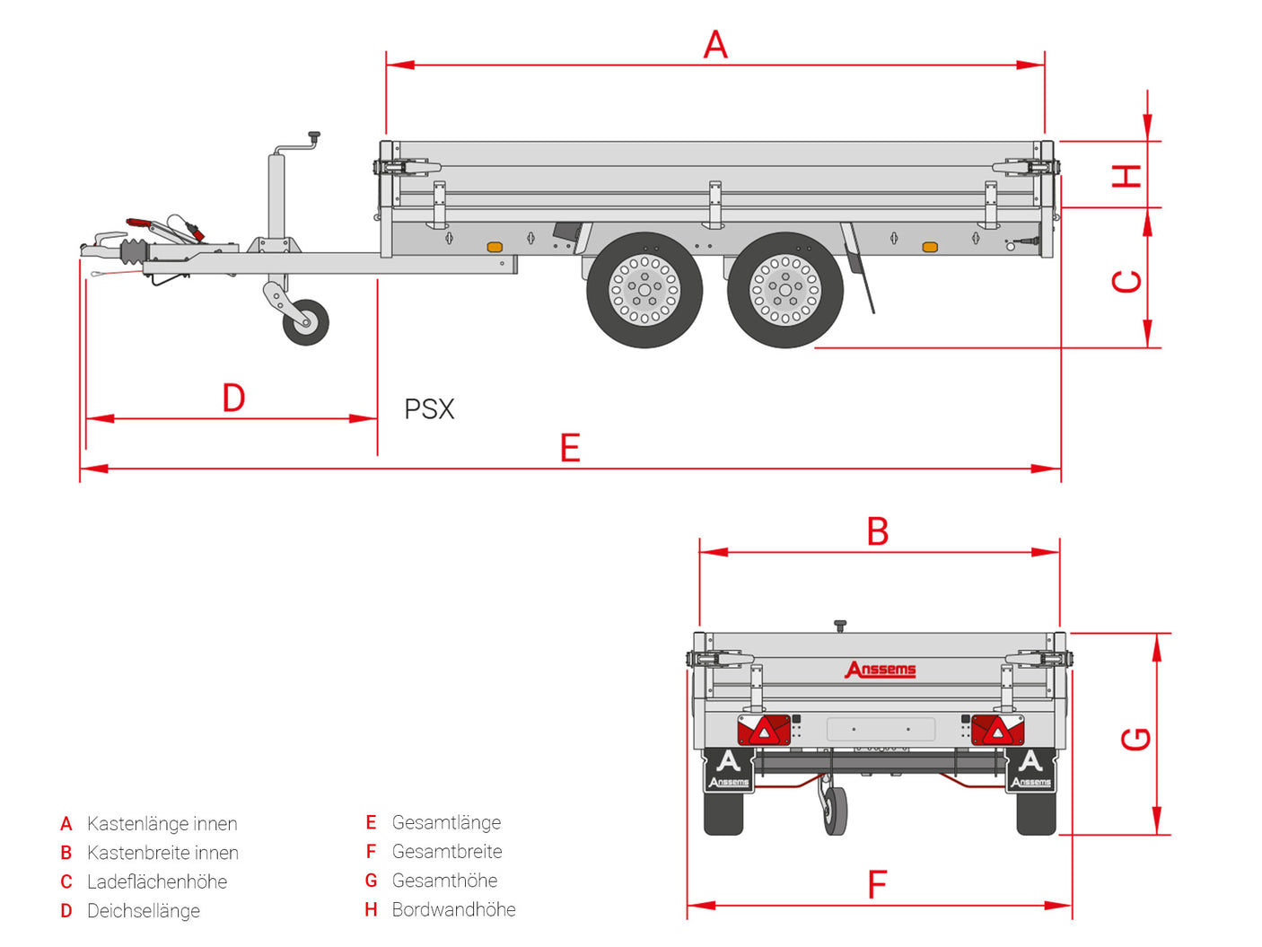 Anssems PSX 2500.305x153 — 2 Achsen, gebremst