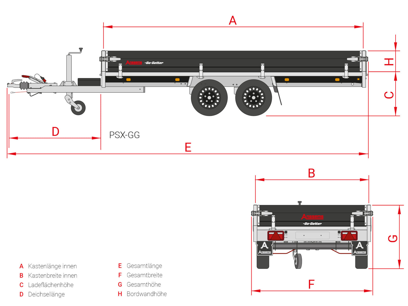 Anssems PSX 3000.405x178 Go-Getter — 2 Achsen, gebremst