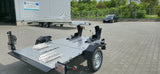 Balhanger Moto-2 Motorradanhänger 750 kg — 1 Achse, ungebremst, hydraulisch absenkbar