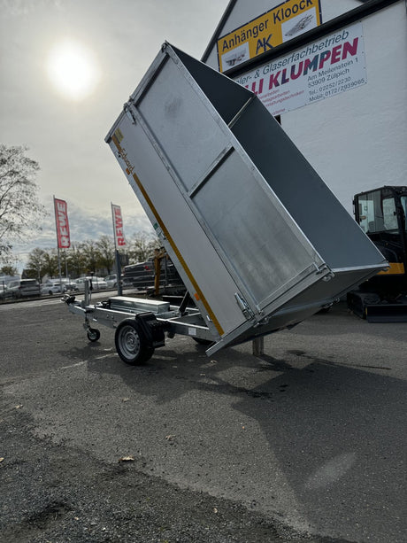 Eduard Heckkipper 256x150 cm — 1 Achse, gebremst, 1500 kg · E-Pumpe, inkl. Aufsatz 70 cm
